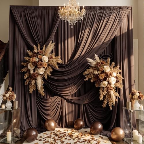 20ft×15ft Brown Backdrop Curtain for Wedding Parties