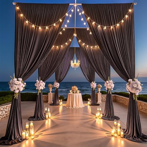 20ft×15ft Brown Backdrop Curtain for Wedding Parties, alternate view 2