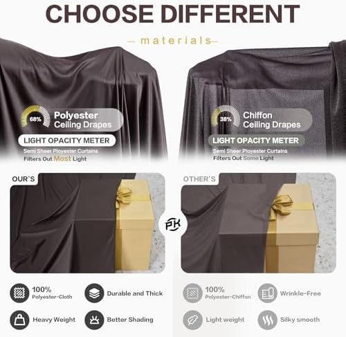 20ft×15ft Brown Backdrop Curtain for Wedding Parties, alternate view 3