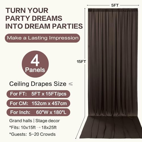 20ft×15ft Brown Backdrop Curtain for Wedding Parties, alternate view 6