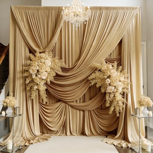 20ft×15ft Camel Backdrop Curtain for Wedding Party