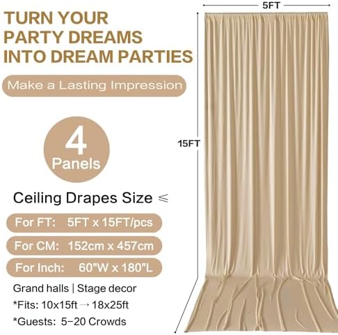 20ft×15ft Camel Backdrop Curtain for Wedding Party, alternate view 6