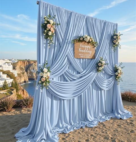 20ft×15ft Dusty Blue Backdrop Curtain for Wedding Parties