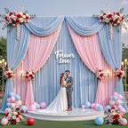 20ft×15ft Dusty Blue Backdrop Curtain for Wedding Parties, alternate view 2