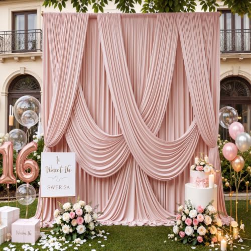 20ft×15ft Dusty Pink Backdrop Curtain for Wedding Parties, alternate view 4