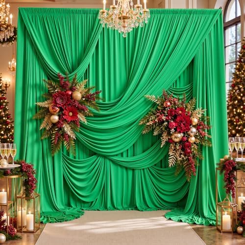 20ft×15ft Green Backdrop Curtain for Wedding Parties