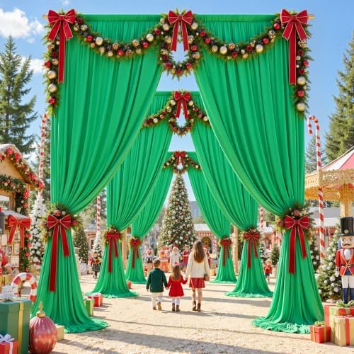 20ft×15ft Green Backdrop Curtain for Wedding Parties, alternate view 4