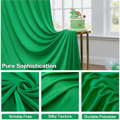 20ft×15ft Green Backdrop Curtain for Wedding Parties, alternate view 6