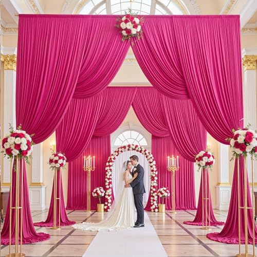 20ft×15ft Hot Pink Backdrop Curtain for Wedding Parties, alternate view 5