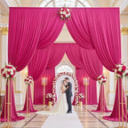 20ft×15ft Hot Pink Backdrop Curtain for Wedding Parties, alternate view 5