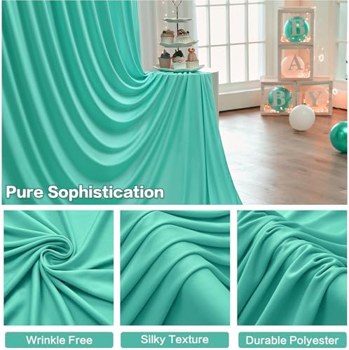 20ft×15ft Mint Green Backdrop Curtain for Wedding Parties, alternate view 3