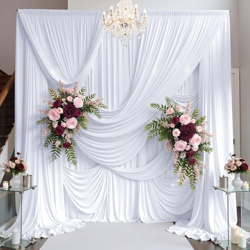 20ft×15ft White Backdrop Curtain for Wedding Parties