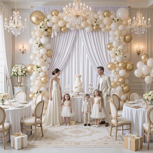 20ft×15ft White Backdrop Curtain for Wedding Parties, alternate view 4