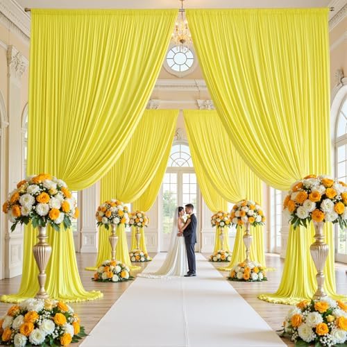 20ft×15ft Yellow Backdrop Curtain for Wedding Parties, alternate view 2