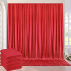 20ft×8ft Wrinkle Free Red Backdrop Curtain for Party, 4 Panels 5×8ft Thick Silky Polyester Red Photo Backdrop