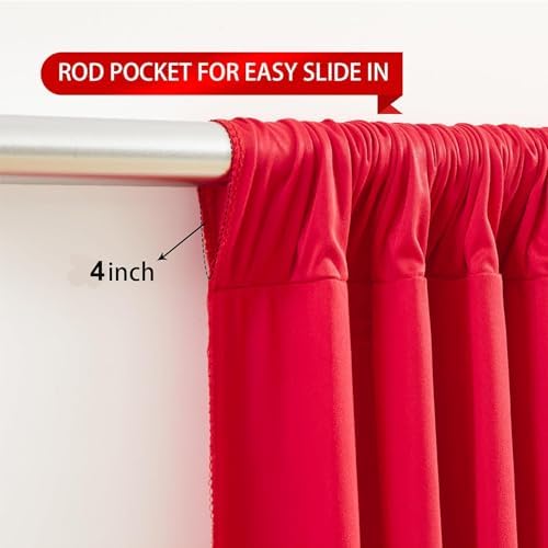 20ft×8ft Wrinkle Free Red Backdrop Curtain for Party, 4 Panels 5×8ft Thick Silky Polyester Red Photo Backdrop, alternate view