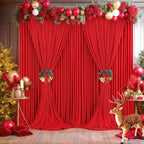 20ft×8ft Wrinkle Free Red Backdrop Curtain for Party, 4 Panels 5×8ft Thick Silky Polyester Red Photo Backdrop, alternate view