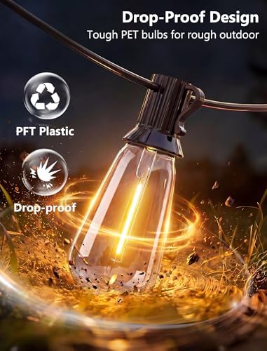 20Ft LED Outdoor String Lights with 22 ST40 LED Shatterproof Bulbs, alternate view 3