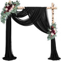 20Ft Length x 28" Width 2 Panels Wedding Arch Draping Fabric Black Arch Drapes Chiffon Fabric Sheer Curtains