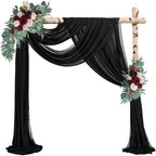 20Ft Length x 28" Width 2 Panels Wedding Arch Draping Fabric Black Arch Drapes Chiffon Fabric Sheer Curtains