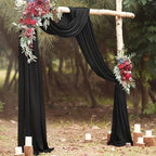 20Ft Length x 28" Width 2 Panels Wedding Arch Draping Fabric Black Arch Drapes Chiffon Fabric Sheer Curtains, alternate view
