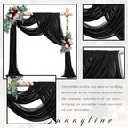20Ft Length x 28" Width 2 Panels Wedding Arch Draping Fabric Black Arch Drapes Chiffon Fabric Sheer Curtains, alternate view