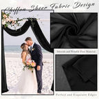 20Ft Length x 28" Width 2 Panels Wedding Arch Draping Fabric Black Arch Drapes Chiffon Fabric Sheer Curtains, alternate view