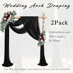 20Ft Length x 28" Width 2 Panels Wedding Arch Draping Fabric Black Arch Drapes Chiffon Fabric Sheer Curtains, alternate view