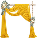 20Ft Length x 28" Width 2 Panels Wedding Arch Draping Fabric Gold Arch Drapes Chiffon Fabric Sheer Curtains