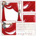 20Ft Length x 28" Width 2 Panels Wedding Arch Draping Fabric Red Arch Drapes Chiffon Fabric Sheer Curtains, alternate view 3