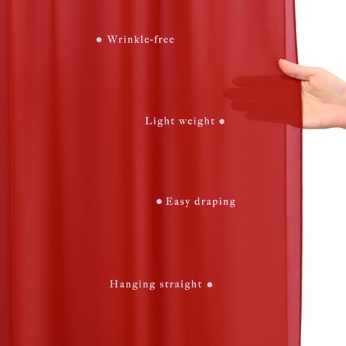 20Ft Length x 28" Width 2 Panels Wedding Arch Draping Fabric Red Arch Drapes Chiffon Fabric Sheer Curtains, alternate view 5