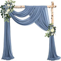 20Ft Length x 28" Width 4 Panels Wedding Arch Draping Fabric Dusty Blue Arch Drapes Chiffon Fabric Sheer