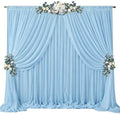 20ft x 10ft Baby Blue Backdrop Curtains, Wrinkle-Free Sheer Chiffon Fabric Photo Backdrop Draping Fabric for