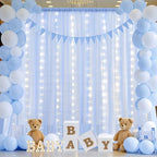 20ft x 10ft Baby Blue Chiffon Backdrop Curtain with Lights String for Parties,4 Panels Sheer Tulle Curtain, alternate view 5