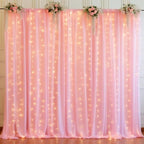 20ft x 10ft Baby Pink Chiffon Backdrop Curtain with Lights String for Parties,4 Panels Sheer Tulle Curtain, alternate view 7