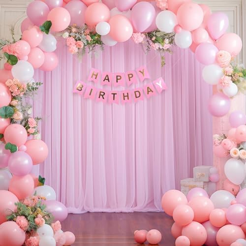 20ft X 10ft Baby Pink Tulle Backdrop Curtain for Parites, Sheer Photo Backdrop Curtains Fabric Drapes for, alternate view 3