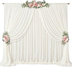 20ft x 10ft Beige Backdrop Curtains, Wrinkle-Free Sheer Chiffon Fabric Photo Backdrop Drapes for Wedding Arch