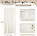 20ft x 10ft Beige Backdrop Curtains, Wrinkle-Free Sheer Chiffon Fabric Photo Backdrop Drapes for Wedding Arch, alternate view