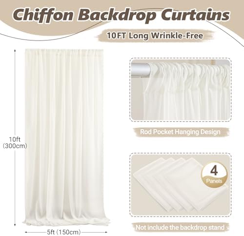 20ft x 10ft Beige Backdrop Curtains, Wrinkle-Free Sheer Chiffon Fabric Photo Backdrop Drapes for Wedding Arch, alternate view