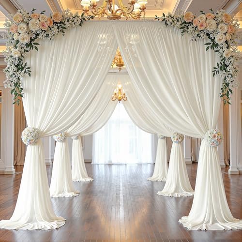 20ft x 10ft Beige Backdrop Curtains, Wrinkle-Free Sheer Chiffon Fabric Photo Backdrop Drapes for Wedding Arch, alternate view