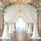 20ft x 10ft Beige Backdrop Curtains, Wrinkle-Free Sheer Chiffon Fabric Photo Backdrop Drapes for Wedding Arch, alternate view