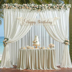 20ft x 10ft Beige Backdrop Curtains, Wrinkle-Free Sheer Chiffon Fabric Photo Backdrop Drapes for Wedding Arch, alternate view