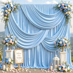 20ft x 10ft Blue Backdrop Curtains, Baby Blue Drapes for Backdrop Draping Fabric Wedding Birthday Party Baby, alternate view