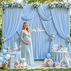 20ft x 10ft Blue Backdrop Curtains, Baby Blue Drapes for Backdrop Draping Fabric Wedding Birthday Party Baby, alternate view