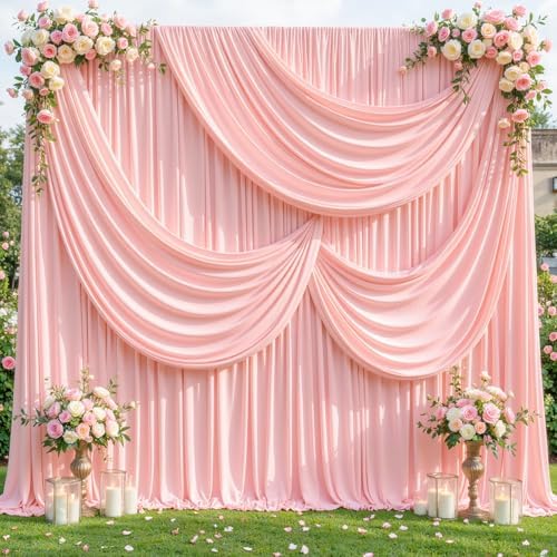 20ft x 10ft Blush Pink Backdrop Curtains, Blush Pink Drapes for Backdrop Wedding Birthday Party Baby Bridal, alternate view 2