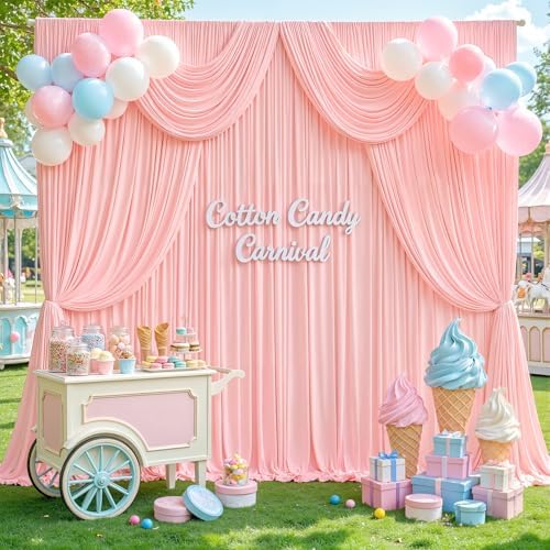 20ft x 10ft Blush Pink Backdrop Curtains, Blush Pink Drapes for Backdrop Wedding Birthday Party Baby Bridal, alternate view 5
