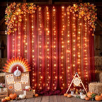 20ft x 10ft Burgundy Backdrop Curtain with Lights String for Parties, Sheer Tulle Wedding Photo Backdrops Drapes, alternate