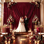 20ft x 10ft Burgundy Backdrop Curtains for Parties, 4 Panels 5ft x 10ft Wrinkle-Free Polyester Photo Backdrop, alternate view