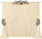 20ft x 10ft Champagne Backdrop Curtains, Wrinkle-Free Sheer Chiffon Fabric Photo Backdrop Drapes for Wedding