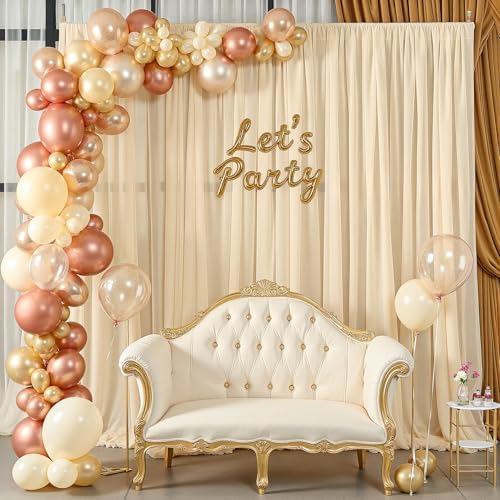 20ft x 10ft Champagne Backdrop Curtains, Wrinkle-Free Sheer Chiffon Fabric Photo Backdrop Drapes for Wedding, alternate view